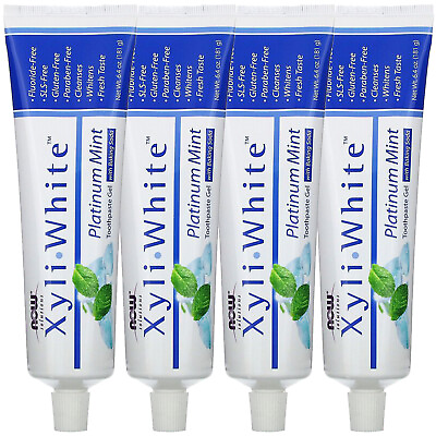 #ad Now Foods Solutions XyliWhite 4 Pack Toothpaste Gel Platinum Mint 6.4 oz $21.86