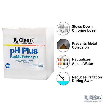 #ad Rx Clear pH Plus Increaser Granular Soda Ash Chemical For Swimming Pool 25 lbs $49.96