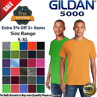 #ad Gildan G500 Mens Short Sleeve Heavy Cotton Crew Neck Stylish Solid Plain T Shirt $7.81