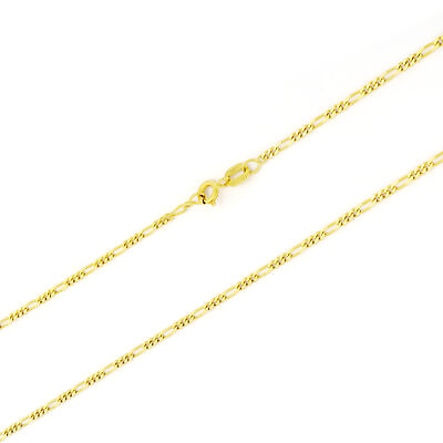 #ad 10K Yellow Gold 2mm Figaro Chain Italian Link Pendant Necklace Womens 18quot; $70.00