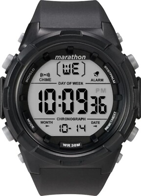 #ad Timex TW5M32900 Men#x27;s Marathon Resin Watch Indiglo Alarm Stopwatch $18.00
