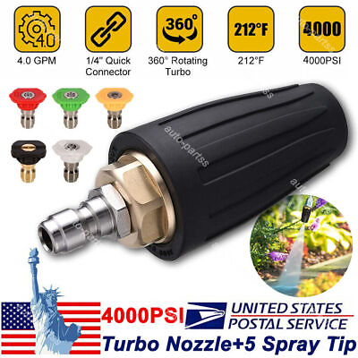 High Pressure Washer Rotating Turbo Nozzle Spray Tip 1 4quot; 4000PSI 2.5 4 GPM $8.99