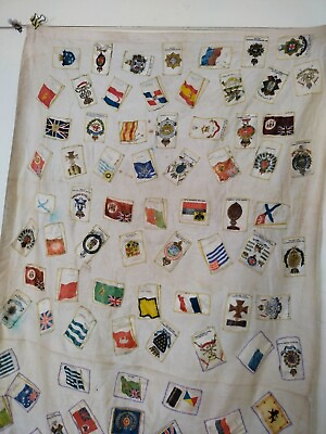 #ad Antique beautiful WWII tobacco cigarette cover 113 patches textile panel item637 $179.10