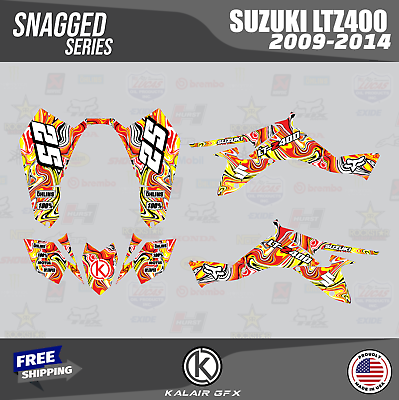 #ad Graphics Kit for SUZUKI LTZ400 2009 2014 16 MIL Snagged Red Yellow $137.99