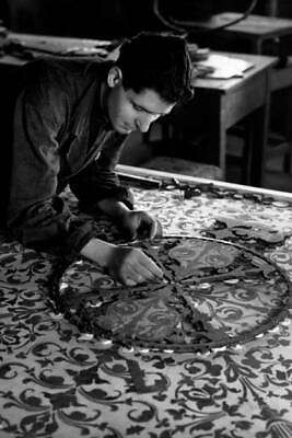 #ad #ad Craftsman At Work With Semi Precious Stones Florence 1956 OLD PHOTO AU $8.50