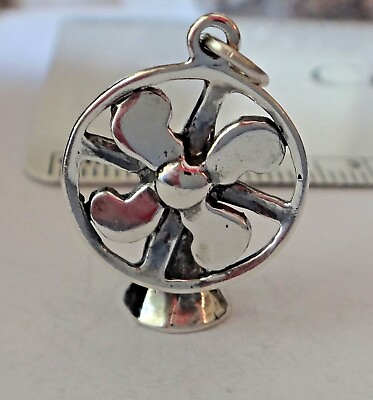 #ad Sterling Silver 3D Heavy 13x16mm Solid Old Electric Fan Charm $28.49