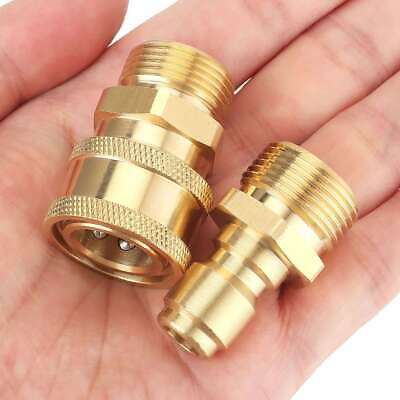 #ad 3 8quot; M22 Brass Pressure Washer Quick Release Connect Fitting Coupling Adapter US $10.29