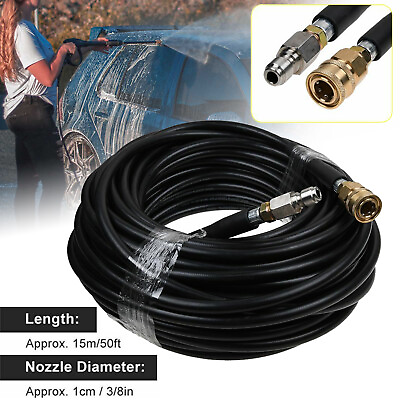 #ad 5800PSI 50ft High Pressure Washer Tube Cleaning Hose 3 8in Quick Connector F4G9 $26.99