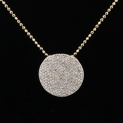 #ad 14k Solid Gold Phillips House 1ctw Diamond Large Infinity Disc Pendant Necklace $1038.40