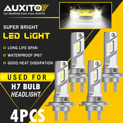 #ad 4x H7 LED Headlight Bulb Kit High Low Beam 80000LM Super Bright 6500K White E4EA $43.69