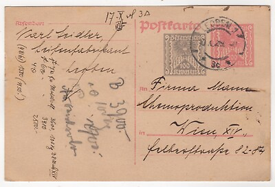 1923 Oct 10th. Postkarte. Leoben to Vienna. #ad AU $8.50