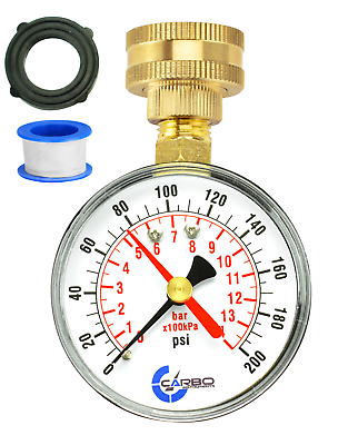 CARBO Instruments 2 1 2quot; Water Pressure Test Gauge 200 psi 3 4quot; Female Hose #ad $10.95