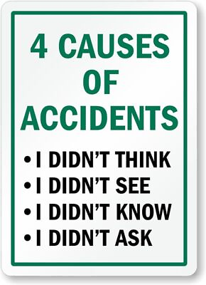 #ad 4 Causes Of Accidents Aluminum Weatherproof 8quot; x 12quot; Sign p00020 $12.99