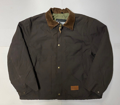 #ad Vintage Master Made Canvas Jacket Mens 2XL Dark Brown Made USA Workwear Detroit $29.95