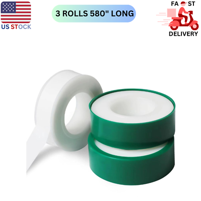#ad 3 Rolls Plumber Teflon Tape High Sealing Performance L 580 in x W 0.51 in White $6.99