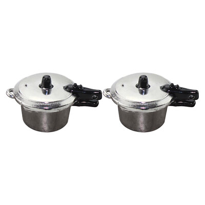 #ad #ad Miniature Kitchen Accessory: Set of 2 Silver Pressure Cookers 1:12 Scale $8.35