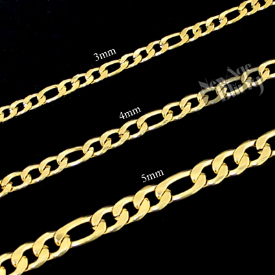 #ad Gold Plated Stainless Steel Figaro Chain 16quot; 30quot; Men Women Necklace 3 12mm $9.49