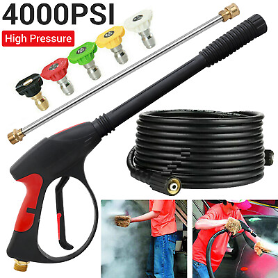 #ad High Pressure 4000PSI Car Power Washer Gun Spray Wand Lance Nozzle amp; Hose Kit $18.99