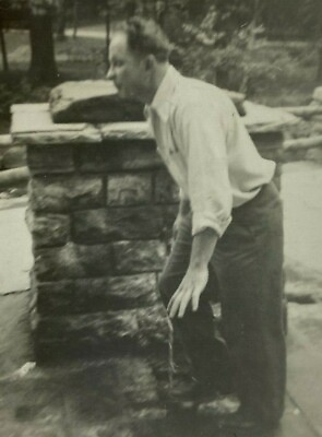#ad Man Standing By Water Spigot Saratoga Geyser New York Bamp;W Photograph 3.5 x 5 $9.99