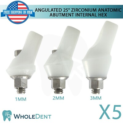 #ad 5x Angulated Anatomic Zirconium Zirconia 25° Abutment Dental Instrument Int Hex $393.00