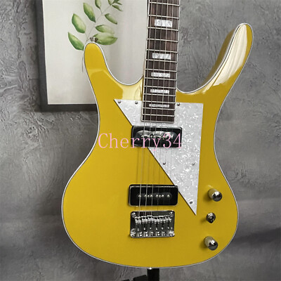 #ad Metallic Yellow MI 5 Electric Guitar Chrome Hardware 2 Pickups Frets Binding $280.00