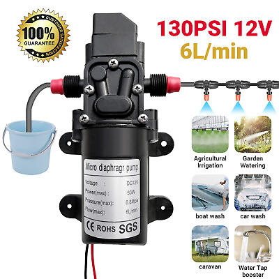 #ad #ad 12V Water Pump 130PSI Self Priming Diaphragm High Pressure Automatic Switch USA $12.88