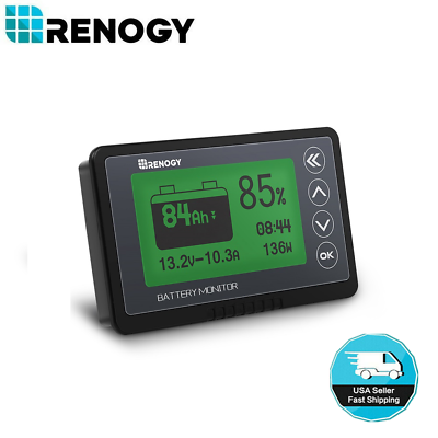 Renogy 500A Battery Monitor High and Low Voltage Programmable Alarm 500A Shunt $105.99