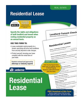 Adams Residential Lease Forms and Instructions Print and Downloadable #ad $11.99