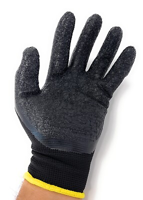 #ad #ad 12 Pair Black Safety Gloves Latex Coated Grip Cut Resistant $19.99