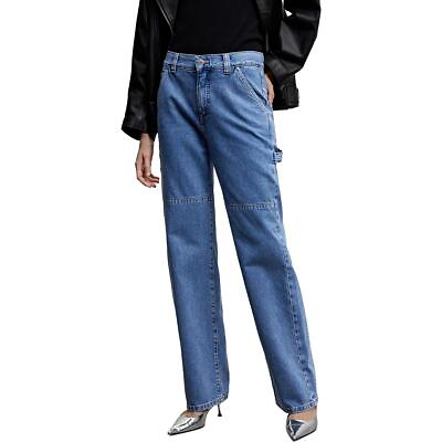 #ad MNG Womens Blue High Rise Medium Wash Denim Cargo Jeans 32 BHFO 8164 $40.00