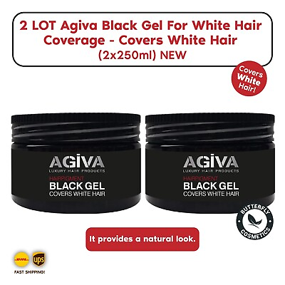 2 LOT Agiva Black Gel For White Hair Coverage Covers White Hair 2x250ml NEW #ad $79.00