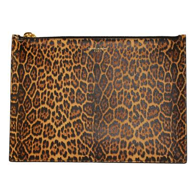 #ad Saint Laurent Leopard Printed Calfskin Leather Medium Pouch 635098 $615.83