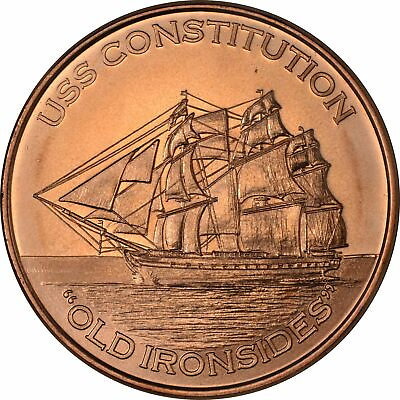 #ad 1 oz Copper Round USS Constitution $2.75