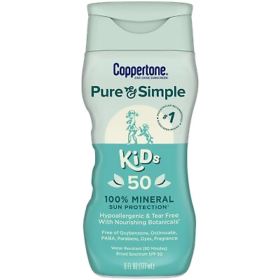 #ad Coppertone Pure and Simple Kids Sunscreen SPF 50 10 2024 $7.00