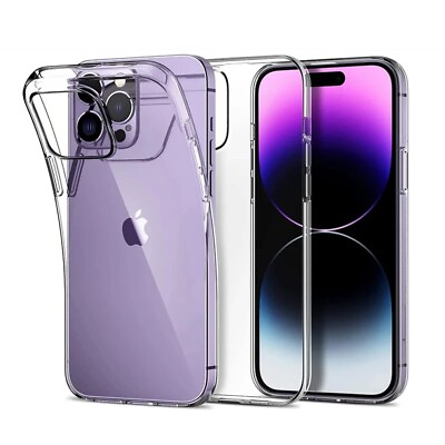 #ad For iPhone 11 12 13 14 Pro Max Silicone Shockproof Case Clear Cover Ultra Thin $2.99