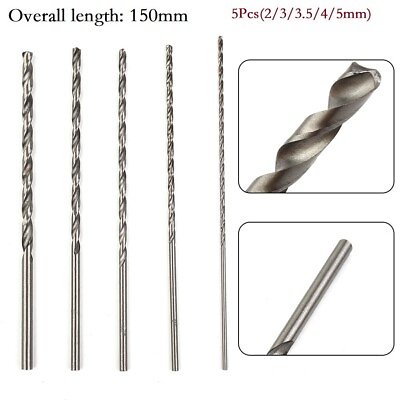 #ad Spare Drill Bit Parts Extra Long 5 piece Pack Tools Lot Silver 2mm 5mm $8.74