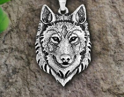 large WOLF NORDIC VIKING EYES pendant Sterling Silver 925 20quot; necklace men women $23.97