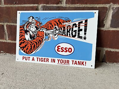 #ad #ad Esso tiger Gasoline Oil Pump Gas Vintage Style 12 Inch sign $19.99