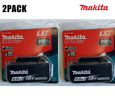 #ad 2 Pack Makita 18 Volt Li ION 6.0Ah LXT Battery BL1860B Tool Power Battery NEW $89.99