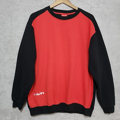 #ad Hilti Sweatshirt Large Mens Logo Embroidered Red Black Tools Heavy Workwear $27.96