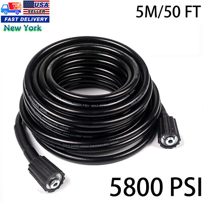 #ad High Pressure Washer Hose 15m 50ft 5800PSI M22 14mm Power Washer Extension Tube $23.89