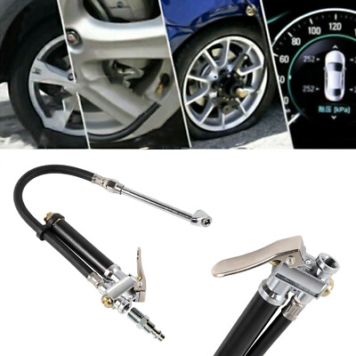 #ad Dual Head Wheel Air Pressure Filler Gauge Manometer Hose Car Tire Inflator Gun $10.65
