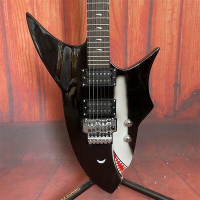 #ad FR Bridge 6 String Black Shark Electric Guitar 2H Pickups Chrome Hardware Solid $270.75