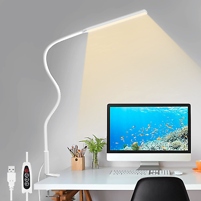 #ad LED Desk Lamp YOTUTUN Swing Arm Table Lamp with Clamp Flexible Gooseneck Task $55.19