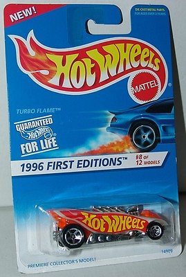 Hot Wheels 1996 First Editions 8 of 12 Turbo Flame #369 Turbo Flame Pkg MOC $2.95