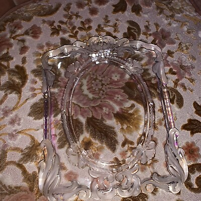 #ad Mikasa Glass Oval Photo Frame Tabletop Free Standing Or Wall Princess Frame $15.00