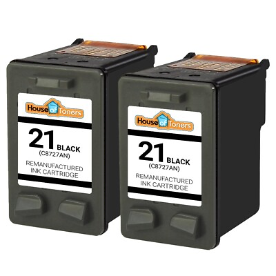 #ad 2 PACK for HP 21 Black Ink Cartridges for Deskjet Officejet FAX PSC Series $13.95