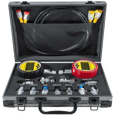 #ad 700BAR Digital Hydraulic Pressure Test Kit 2 Gauge 9Coupling 2Hose for Excavator $328.99