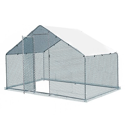 #ad Metal Chicken Coop Outdoor Large Walk in Hen Cage House with Cover 6.5x10FT $154.99