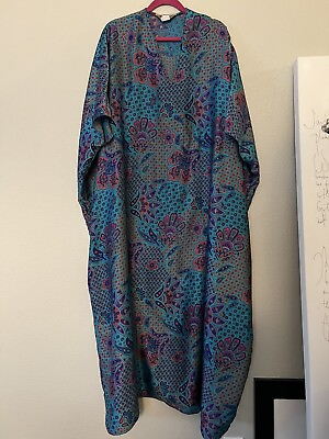 #ad Vintage Oscar De La Renta for Swirl Floral Kaftan Dress Size M Made In USA $53.95